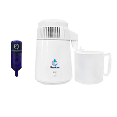 MegaHome Enamel Countertop Water Distiller, White with Plastic Jug cobalt blue