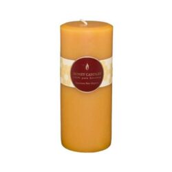 Natural Round Pillar Beeswax Candle 7"