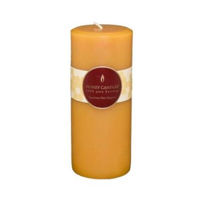 Natural Round Pillar Beeswax Candle 7"