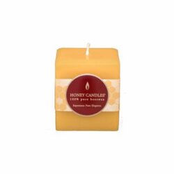 Natural Square Pillar Beeswax Candle 3"