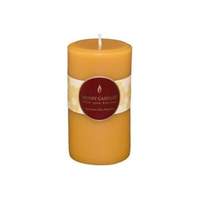 Natural Round Pillar Beeswax Candle 5"