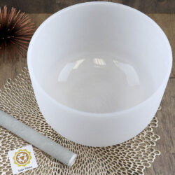 Frosted Quartz Tuned Crystal Singing Bowl, Solar Plexus Chakra, Note D